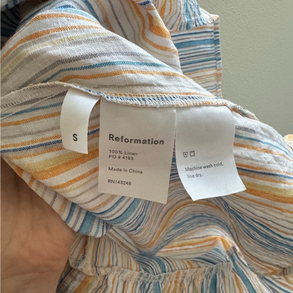 Reformation Bermuda Strapless Smocked Dress in Marbella Stripe - Picture 3 of 6